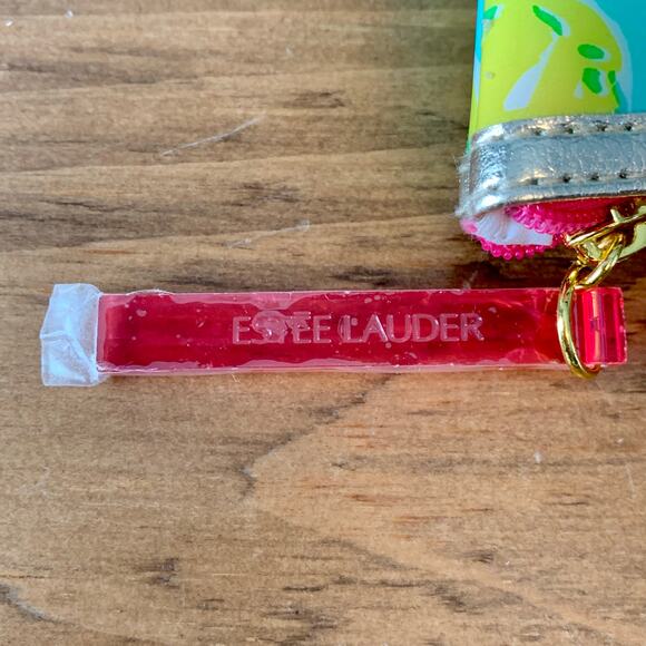 Lily Pulitzer Estee Lauder PVC Plastic Cosmetic Makeup Bag Clutch Floral Green - Picture 4 of 9